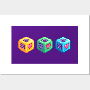 Three dice in a row Posters and Art